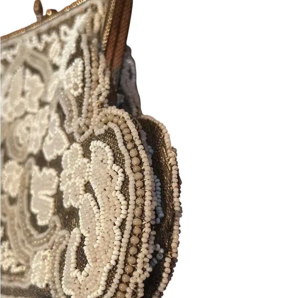 Antique French Micro Beaded Edwardian Inspired Wedding or Evening Purse